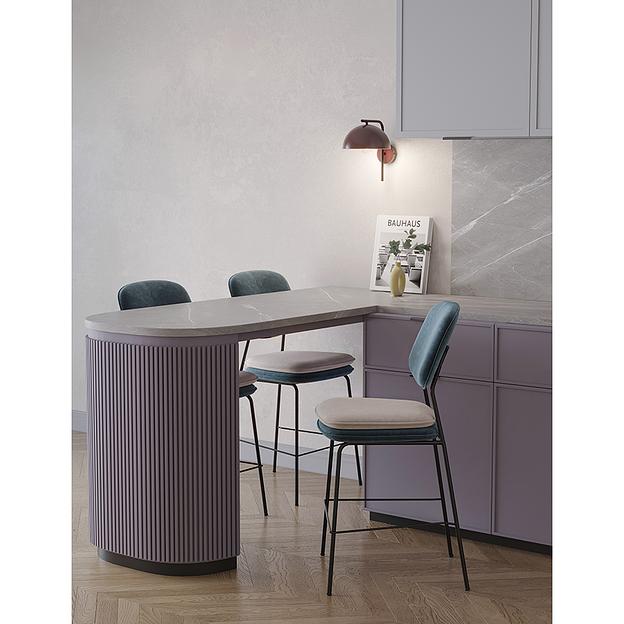 Стул полубарный Pea, велюр, сине-зеленый/бежевый фото 4