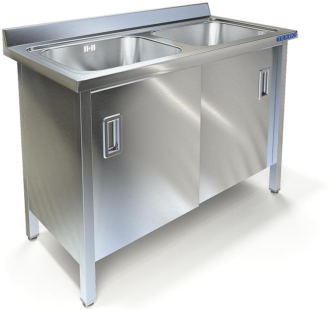 Ванна моечная цельнотянутая двухсекционная с фартуком ВМ-25/668 (1400x800x850 мм) фото 1