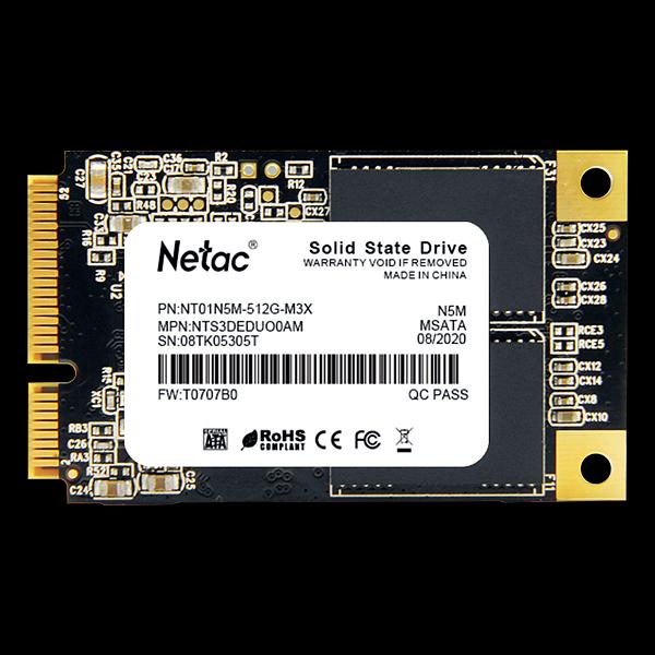 Ssd накопитель Netac SSD N5M mSATA SATAIII 3D NAND 512GB, R/W up to 540/490MB/s, 3y wty (NT01N5M-512G-M3X) фото 1