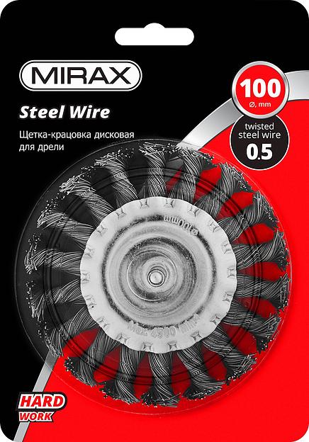 MIRAX 100 / 6 мм, жгутированная стальная проволока 0.5 мм, щетка дисковая для дрели (35146-100) фото 3
