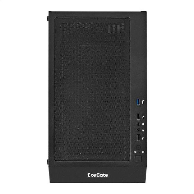 Exegate EX295766RUS Корпус Miditower ExeGate EVO-5001A (ATX, без БП, 2*USB+1*USB3.0+HD Audio, черный, 3 вент.12см с RGB подсветкой, боковая панель - закаленное стекло) фото 3
