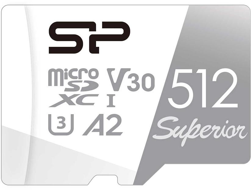 Флеш карта microSDXC 512Gb Class10 Silicon Power SP512GBSTXDA2V20SP Superior + adapter фото 1