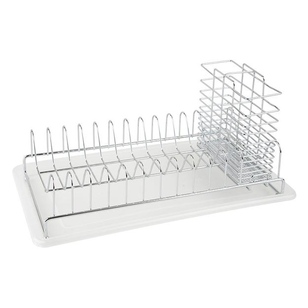 Посудосушитель наст. с поддоном (425х240х182мм), хром/белый фото 1