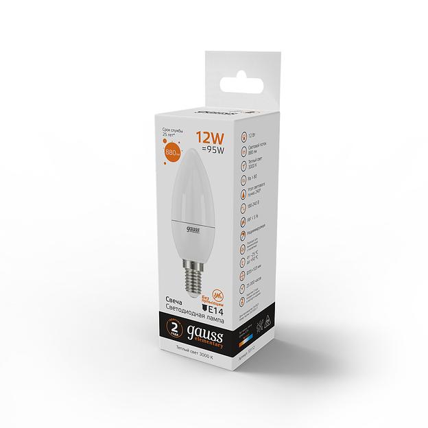 GAUSS 33112 Светодиодная лампа LED Elementary Свеча 12W 880lm E14 3000K фото 6