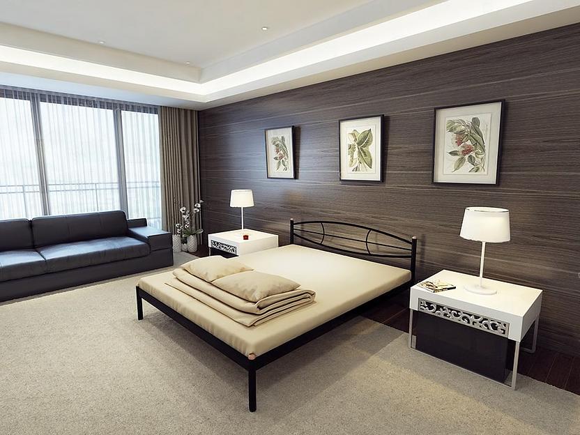 Кровать «Аура» 200×140 см, чёрное металлическое основание, опт фото 1