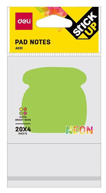 Закладки самокл. бумажные Deli EA03102 76х76мм 1цв.в упак. 20лист неон фото 1