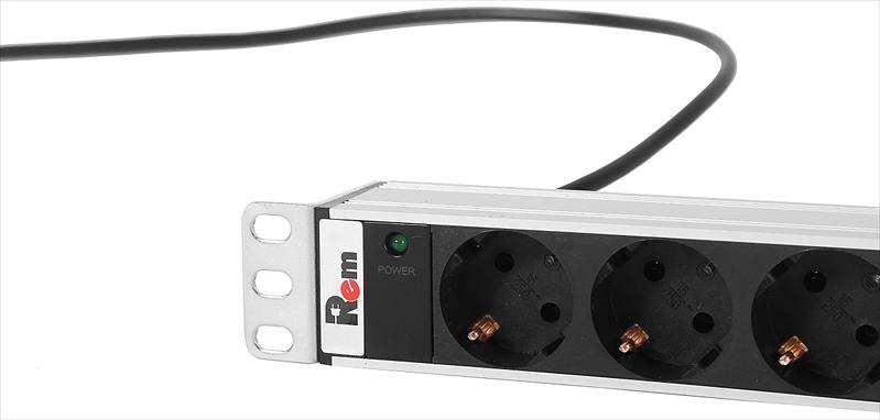 Вертикальный блок розеток Rem-16 с инд., 25 Shuko, 16A, алюм., 42-48U, шнур 3 м. (R-16-25S-I-1820-3) фото 2