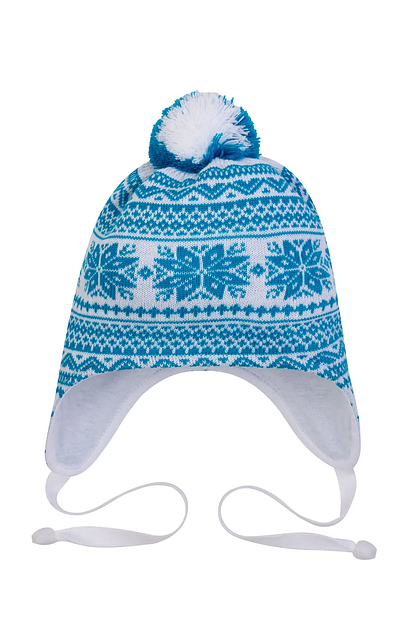  Шапка вязаная детская «Снежинки», бирюза, Опт фото 1