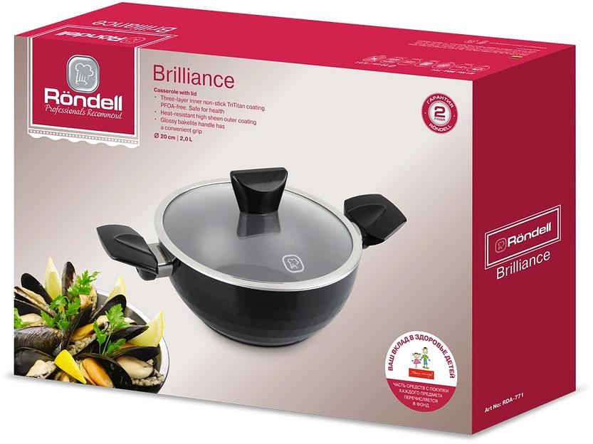 Кастрюля Rondell Brilliance RDA-771 2л. d=20см (с крышкой) черный фото 5