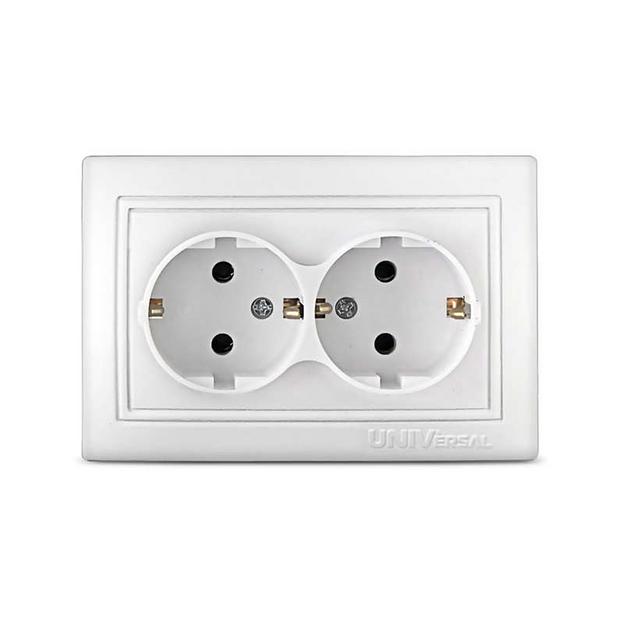 Розетка 2-м СП Севиль 16А IP20 с заземл. бел. UNIVersal С0128 фото 1