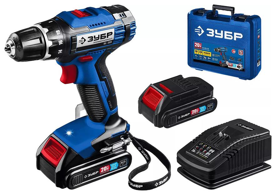 Дрель-шуруповерт Зубр DL-201-22 аккум. патрон:быстрозажимной (кейс в комплекте) фото 1