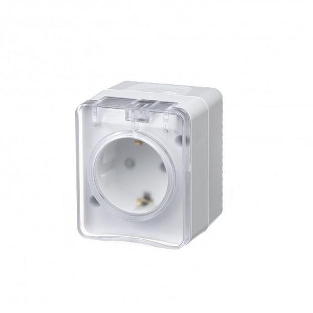 Systeme electric ATN540145 AtlasDesign Profi54 розетка с заземлением со шторками IP54 16А 250B, БЕЛЫЙ, Россия фото 1