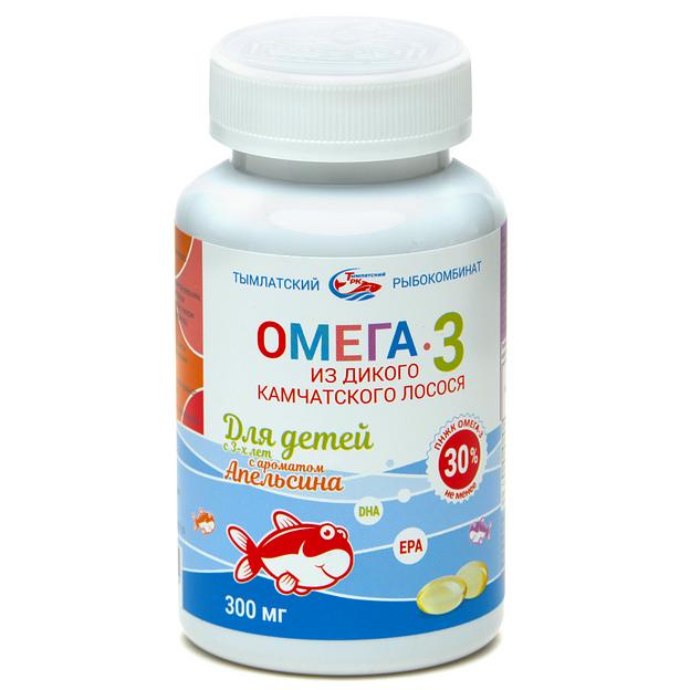 Рыбий жир «Омега-3 из дикого камчатского лосося» для детей аромат апельсин банка 300 мг опт фото 1