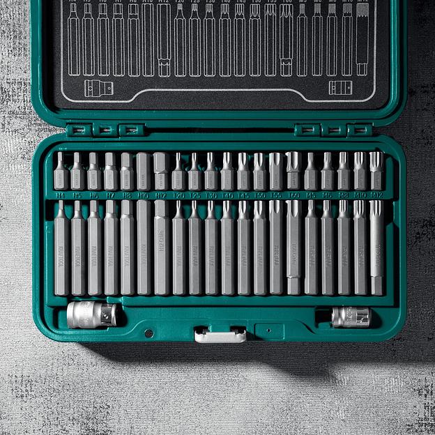 KRAFTOOL THS-42, 42 шт (HEX, TX, SPLINE) хвостовик 10 мм под квадрат 1/2″ набор специальных бит (26554) фото 3