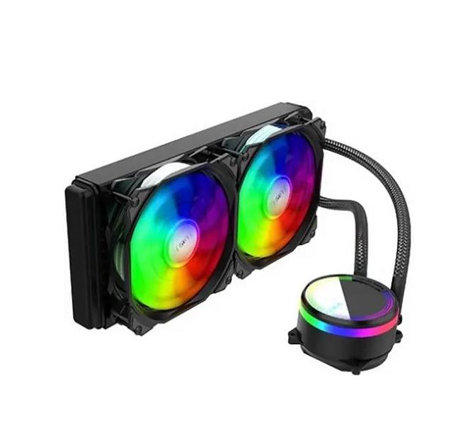 Жидкостное охлаждение Alseye M240, 2х120мм, 800~2000rpm, 4-pin, Al, черный/ARGB, 2 секции, 77.6CFM, 37.3дБ, INTEL 1200/115x/775/2066/2011/1366, AMD AM5/AM4/AM3(+)/AM2(+)FM1 (M240B) фото 2