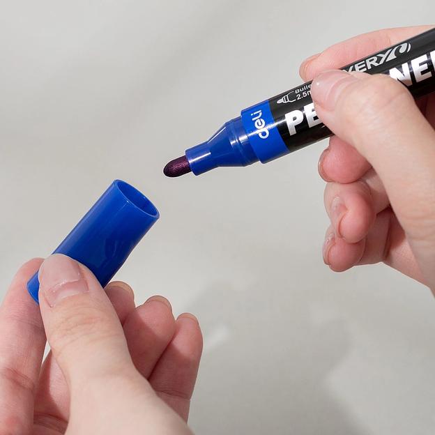 Маркер перманентный Deli EU216-BK Everyu круг. пулевидный пиш. наконечник 2.5мм заправляемый черный фото 4