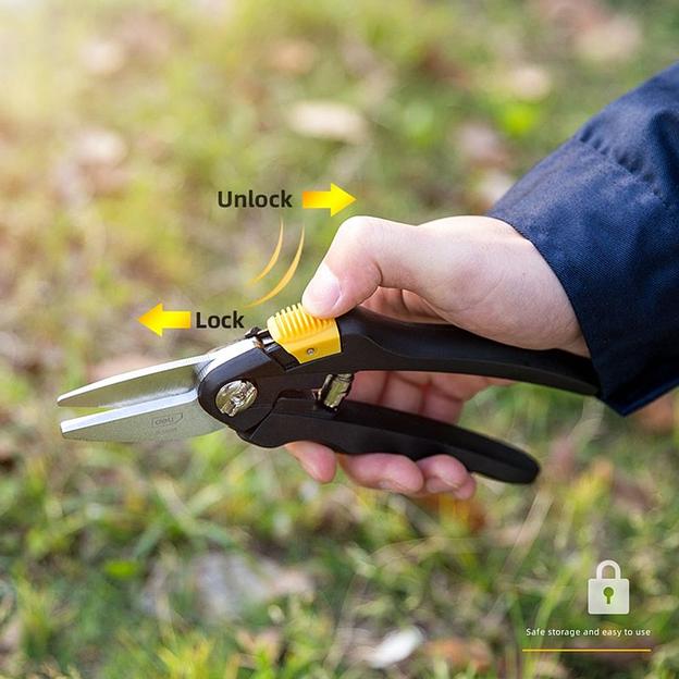 Секатор садовый Deli DL580101 длина 200мм, макс. диаметр резки 10мм, сталь 55С фото 8