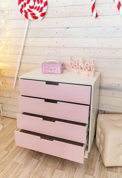 Тумба детская «Облако» 4 ящика розовая фото 4