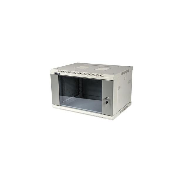 Шкаф коммутационный LanMaster TWT-CBWPG-18U-6X6-GY настенный, стеклянная передняя дверь, 18U, 600x902x600 мм фото 1