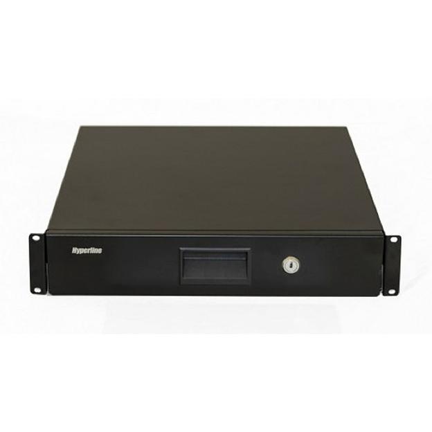 Полка Hyperline TDR3-2U-360-RAL9004 Полка (ящик) для документов с замком, 2U, 88х483х360мм (ВхШхГ), цвет черный (RAL9004) фото 1
