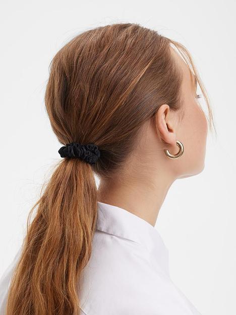 Шёлковая резинка для волос Basic «Black Shine» ОПТ фото 3