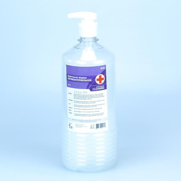 Жидкое крем-мыло "Антибактериальное"с дезинфицирующим эффектом ПЭТ(дозатор) 1л фото 1