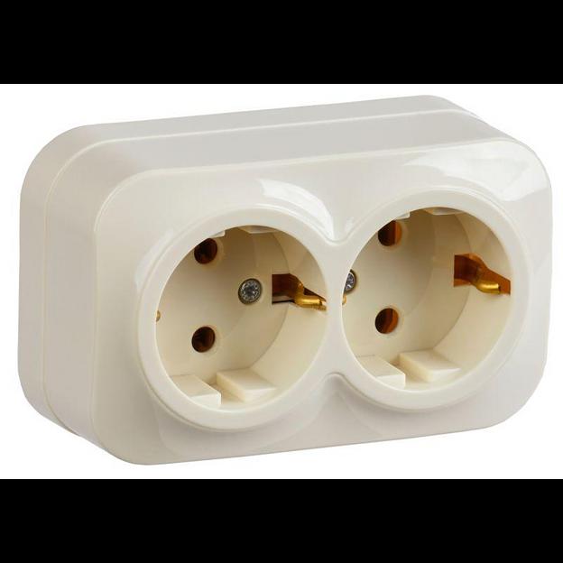 IEK ERH21-K33-16 РС22-3-ХК Розет. 2-ая с з/к о/у 16А GLORY крем. фото 1