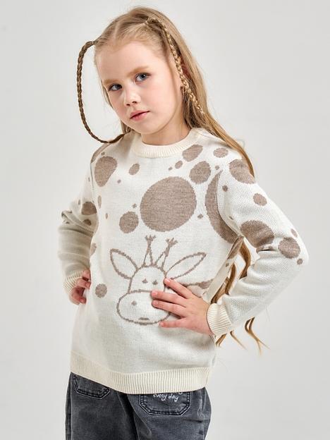 Джемпер «Жирафик» молочный, для девочек ОПТ фото 3