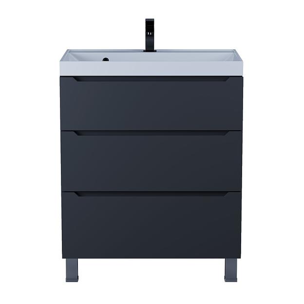 Тумба под раковину для ванной Uperwood Tanos 70 см, напольная, черная матовая, 3 ящика фото 6