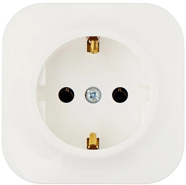 Розетка силовая Legrand Quteo (782220) откр. зазем. штор. IP20 белый фото 2