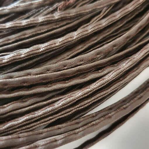 Шнур прошитый для рукоделия искусственная кожа коричневый 45 м 3 мм, опт фото 2