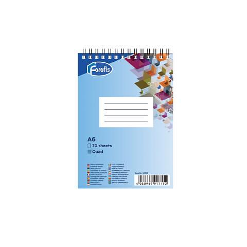 Блокнот на спирали А6, 70л., клетка, Forofis фото 1