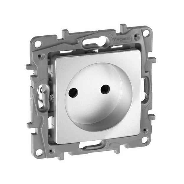Legrand 672434 Розетка 2К со шторками - немецкий стандарт - винтовые зажимы - 16 А - 250 В~ - Etika - алюминий фото 3