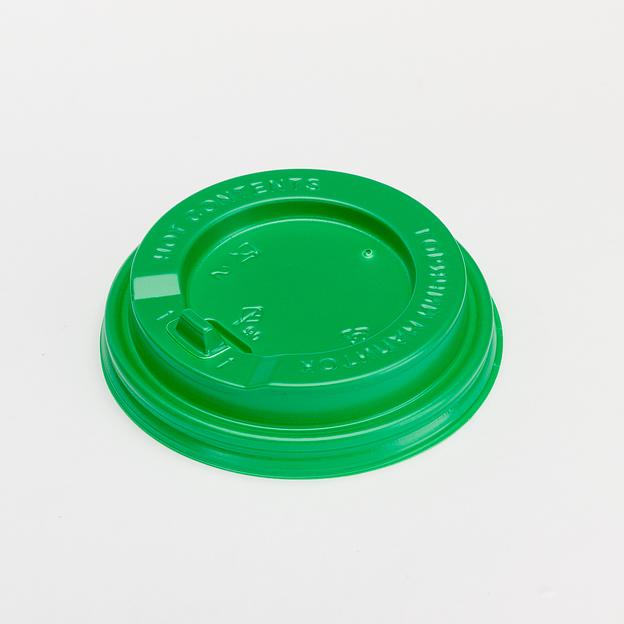 Крышка к стаканам 300-500мл зеленая d90мм с откидным клапаном "ГС" - 100 шт фото 1