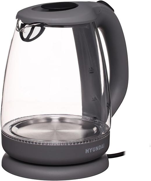 Чайник электрический Hyundai HYK-G1003 1.7л. 2200Вт серый (корпус: стекло) фото 4