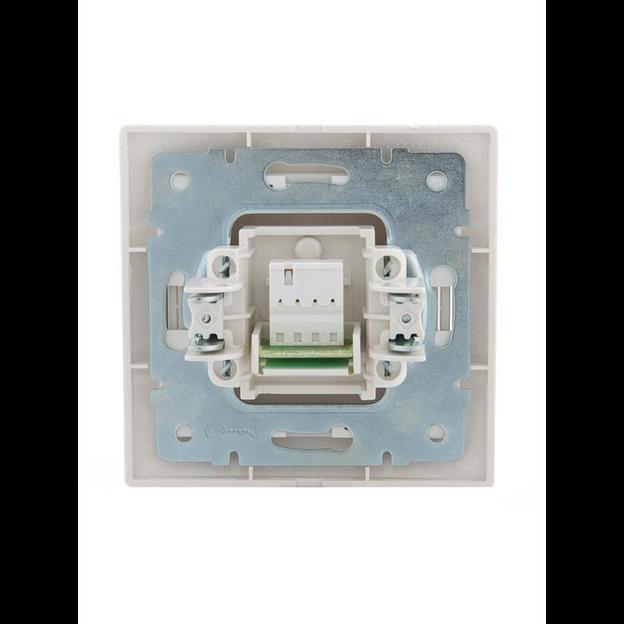 Розетка телефонная 1-м СП Mira RJ11 16А IP20 евро стандарт со вставкой жемчуж./бел. перламутр. LEZAR фото 4