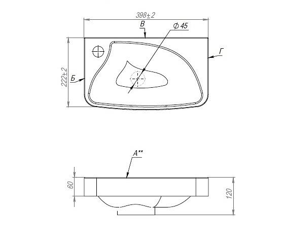 Раковина полувстраиваемая Uperwood Bio, 40 см фото 5