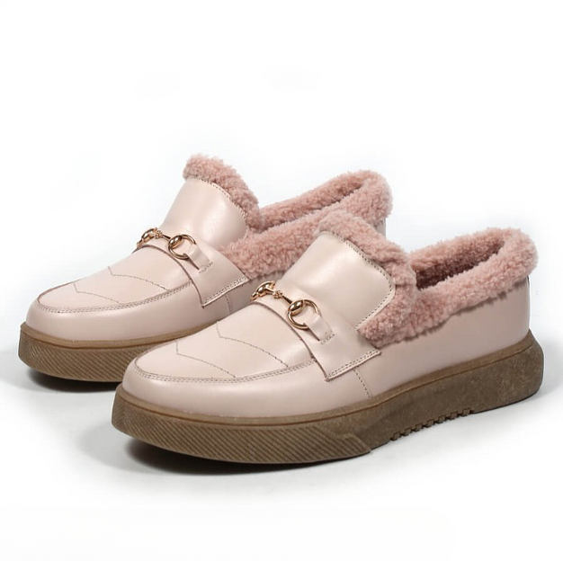 Слипоны утеплённые TAIS из натуральной кожи, арт.MT456 розовый ОПТ фото 3