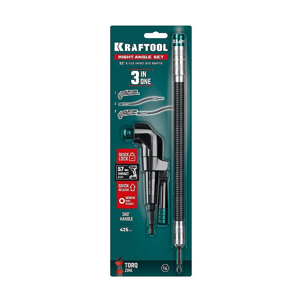 KRAFTOOL RIGHT ANGLE SET набор: угловая ударная насадка + гибкий ударный адаптер (26778) фото 4