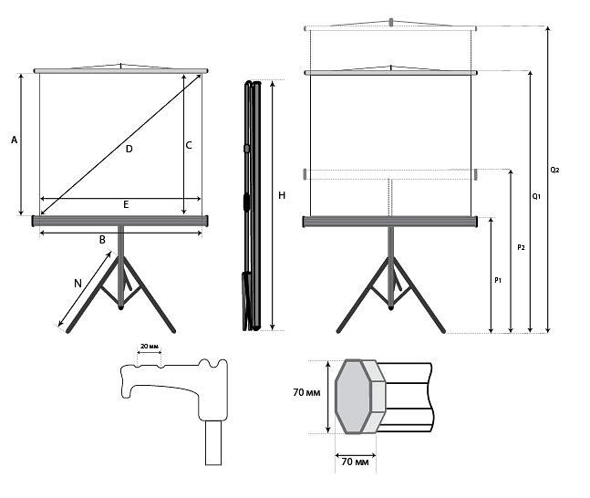 Экран на треноге Lumien 180x180см Eco View LEV-100102 1:1 напольный рулонный фото 2
