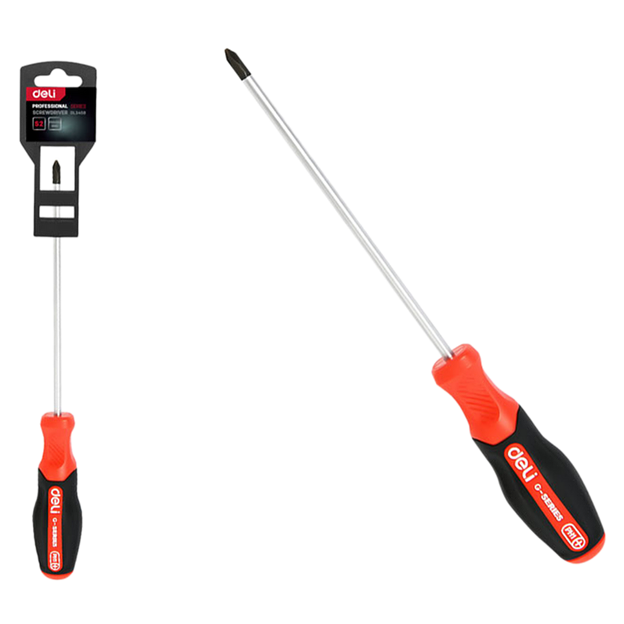 Крестовая DL3458 PH1x150мм сталь S2, матовый стержень, двухкомпонентная прорезиненная рукоять фото 1