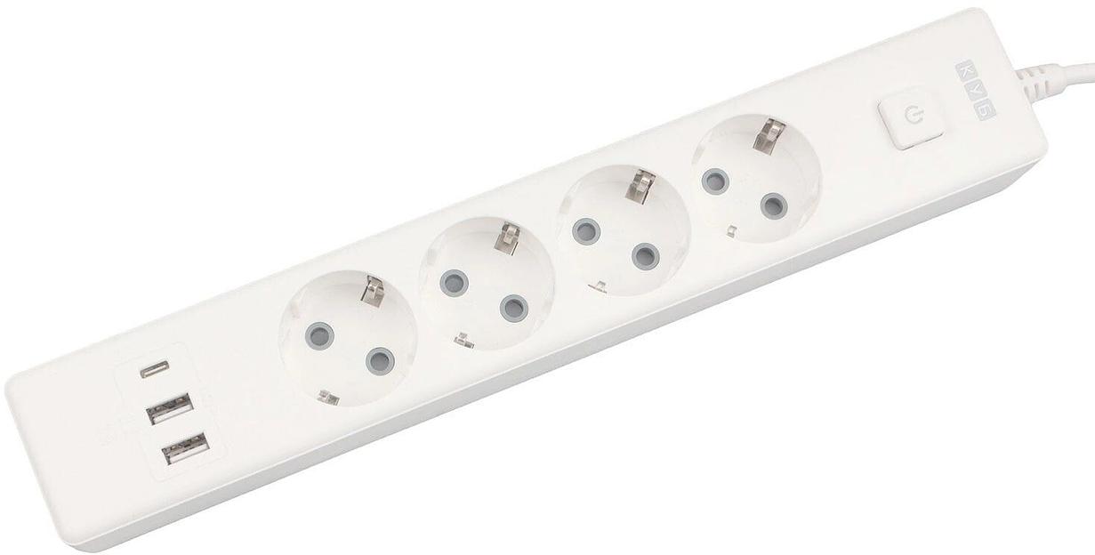 PowerCube Бытовой удлинитель (PC-6-2M) 4р с/з вык.,3USB, 3500 Вт, 16А, 1.9 м, 3*1,0 (белый) {22305} фото 2