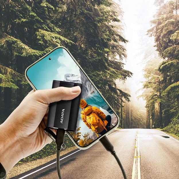 Твердотельный накопитель/ ADATA External SSD SD810, 1000GB, Type-C, USB 3.2 Gen2х2, up to R/W 2000/2000 MB/s, 72.7x44x12.2mm, Black (5 лет) фото 7