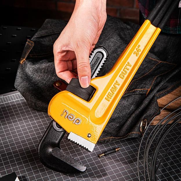 Ключи Deli Трубный ключ Стиллсона Deli DL2548 1085мм, максимальное открытие 141мм, Cr-Mo + углеродистая сталь фото 5