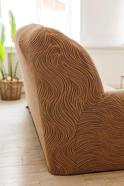 Чехол на трёхместный диван Чехлы&Пледы «Жаккард Волна» капучино ОПТ фото 4