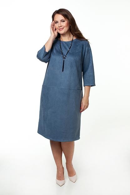 Платье эко-замша  6042/08/Голубой  фото 2