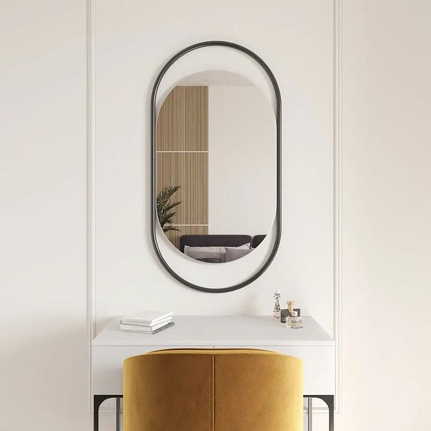 Зеркало в раме настенное овальное 104х54 см, black ОПТ фото 3