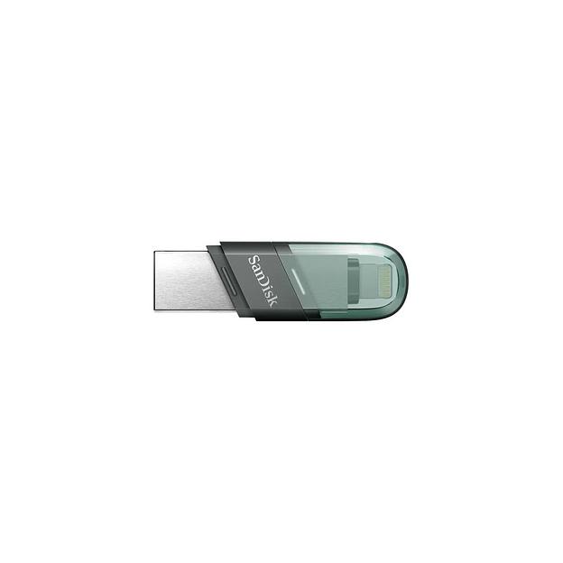 Флешка USB Sandisk iXpand Flip 128ГБ, USB3.1, зеленый и серебристый [sdix90n-128g-gn6ne] фото 1