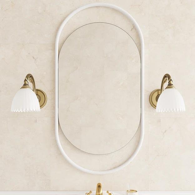 Зеркало в раме настенное овальное 104х54 см, white ОПТ фото 3