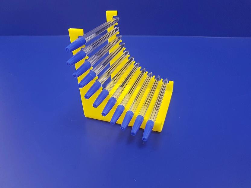 Подставка для ручек карандашей кистей 12 секции (горка радиус, цвет желтый) фото 1